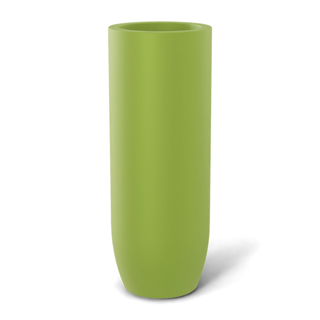 Saint tropez bullet round fiberglass planter in Satin Green, studio render