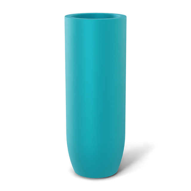 Saint tropez bullet round fiberglass planter in Satin Seafoam Green, studio render
