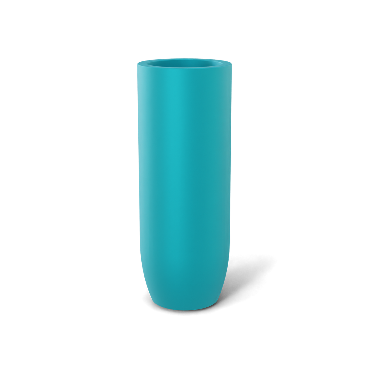 Saint Tropez bullet round fiberglass planter in Satin Seafoam Green