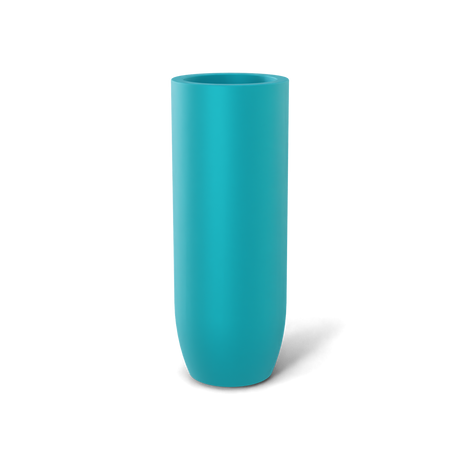 Saint Tropez bullet round fiberglass planter in Satin Seafoam Green