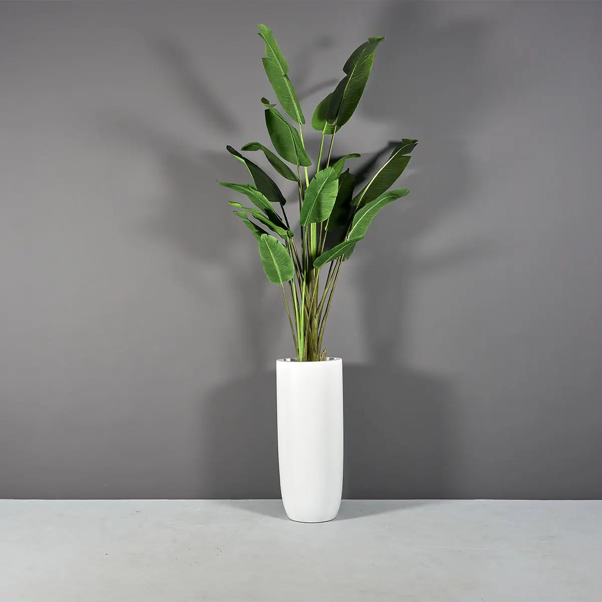Saint Tropez bullet round fiberglass planter