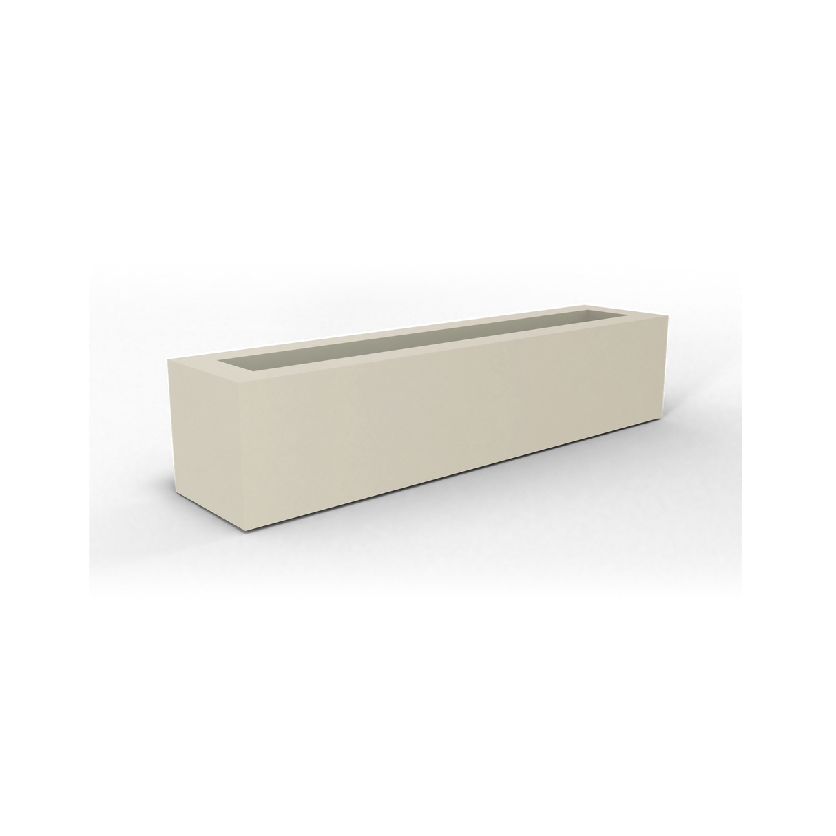 Salon narrow rectangular fiberglass planter box in satin beige