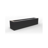 Salon narrow rectangular fiberglass planter box in matte charcoal