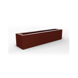 Salon narrow rectangular fiberglass planter box in matte terracotta