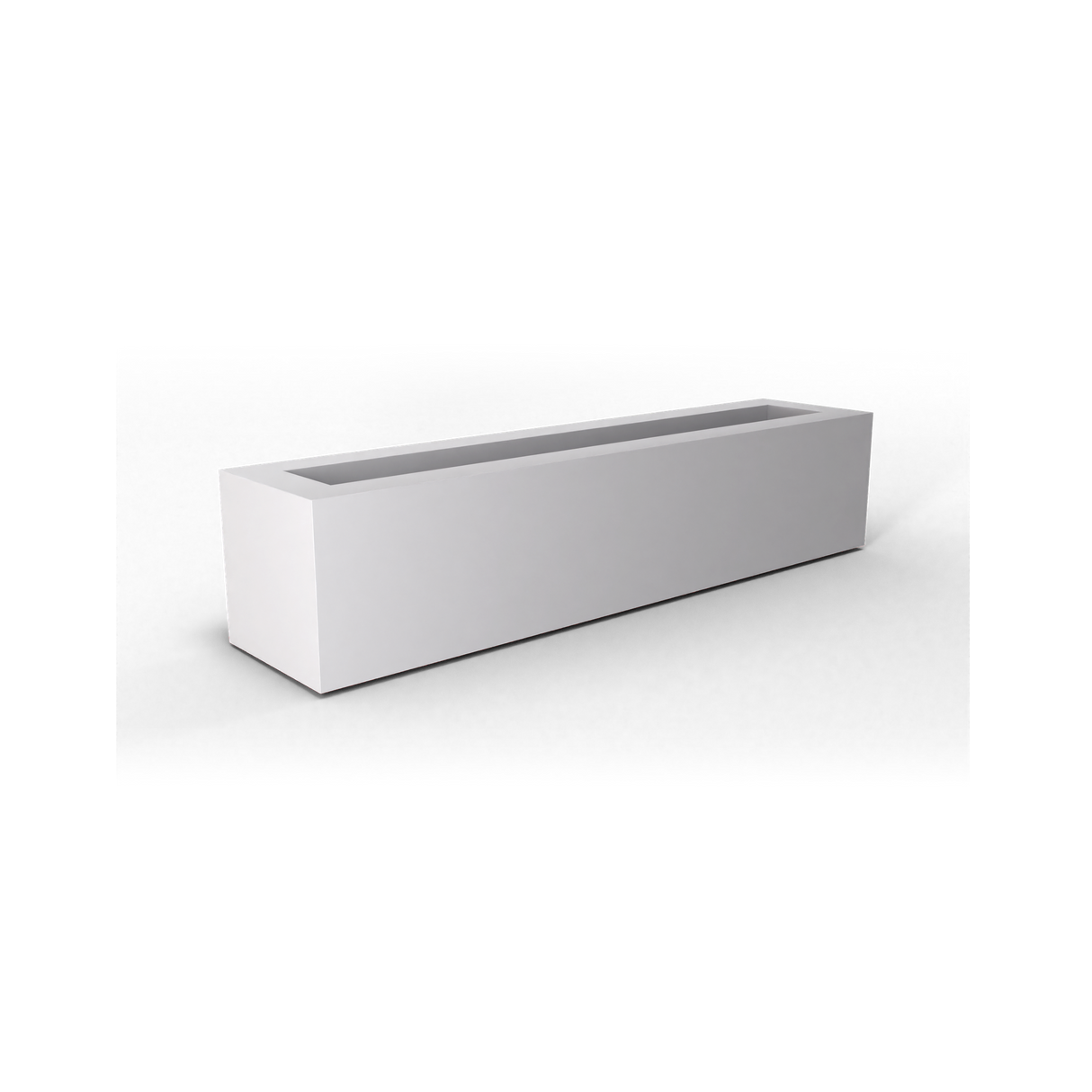 Salon narrow rectangular fiberglass planter box in matte white