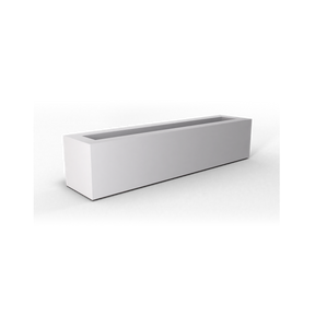 Salon narrow rectangular fiberglass planter box in matte white