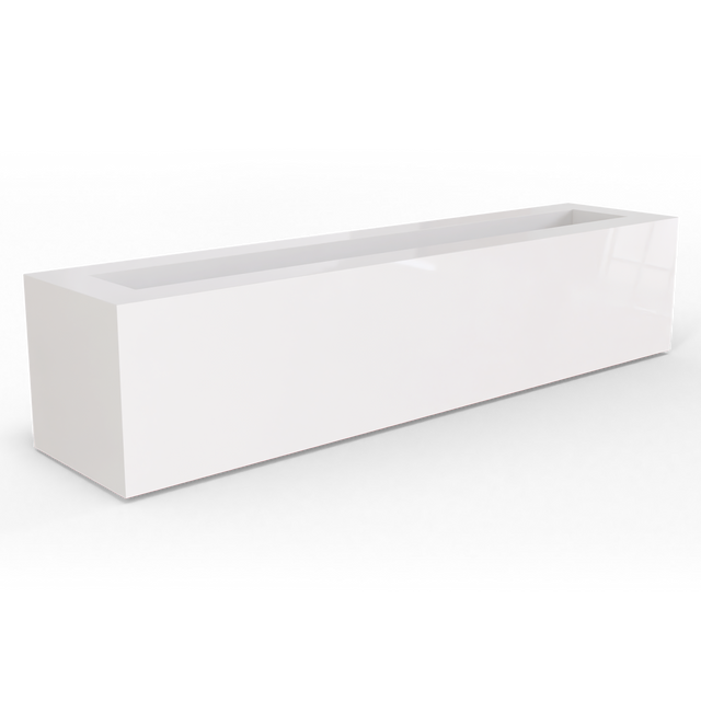 Salon box fiberglass planter in Gloss Bright White, studio render