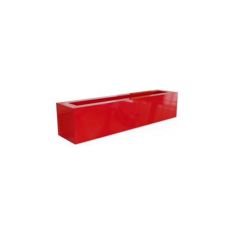 Salon narrow rectangular fiberglass planter box in Gloss Red