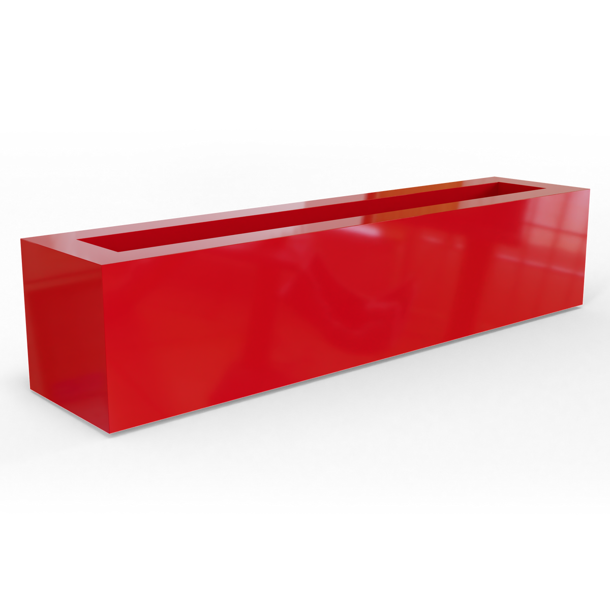 Salon box fiberglass planter in Gloss Red, studio render