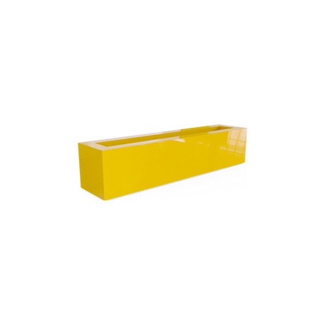 Salon narrow rectangular fiberglass planter box in Gloss Saffron