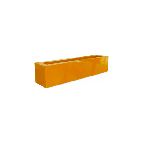 Salon narrow rectangular fiberglass planter box in Gloss Tangerine