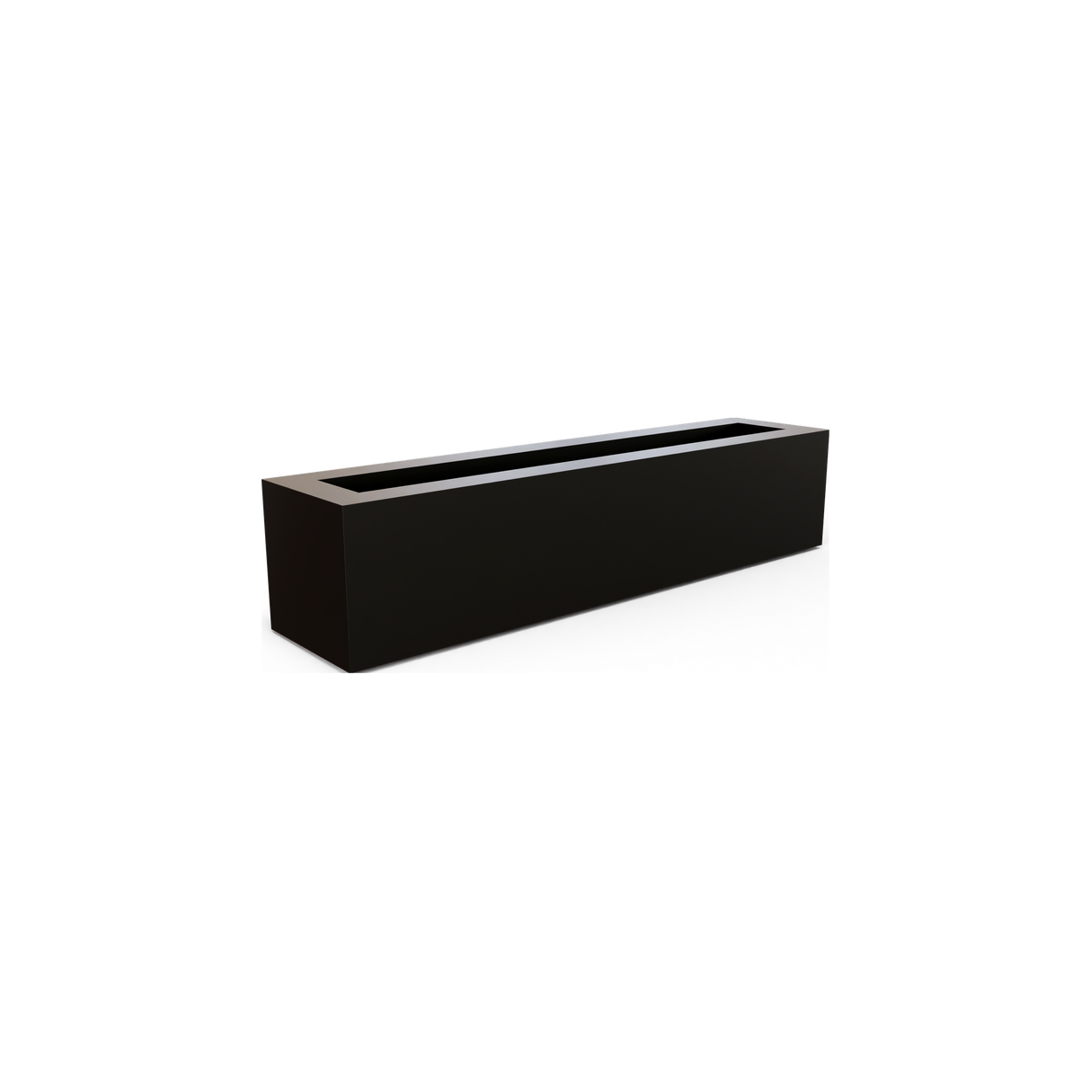 Salon narrow rectangular fiberglass planter box in Matte Black