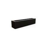 Salon narrow rectangular fiberglass planter box in Matte Black