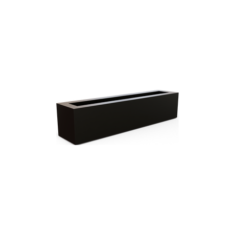 Salon narrow rectangular fiberglass planter box in Matte Black