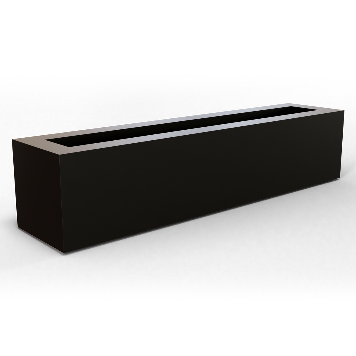 Salon box fiberglass planter in Matte Black, studio render