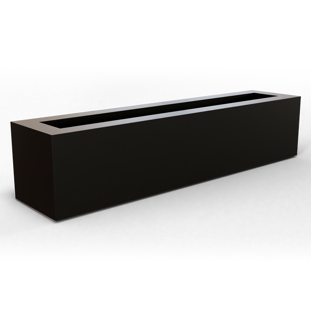 Salon box fiberglass planter in Matte Black, studio render