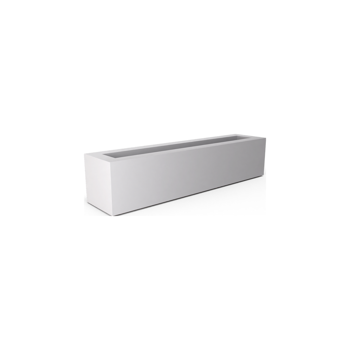 Salon narrow rectangular fiberglass planter box in Matte Bright White