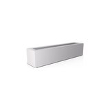 Salon narrow rectangular fiberglass planter box in Matte Bright White