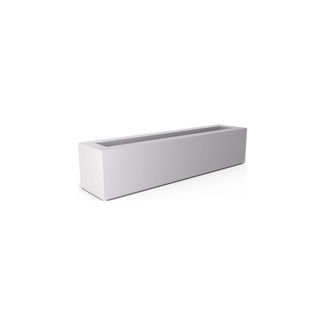 Salon narrow rectangular fiberglass planter box in Matte Bright White