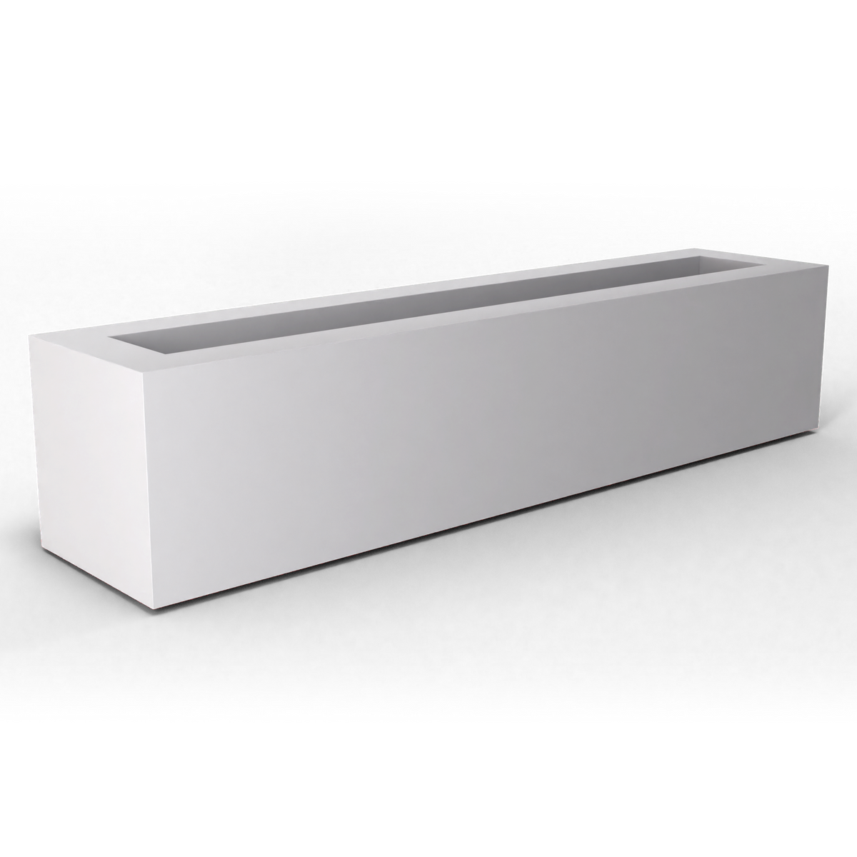 Salon box fiberglass planter in Matte Bright White, studio render