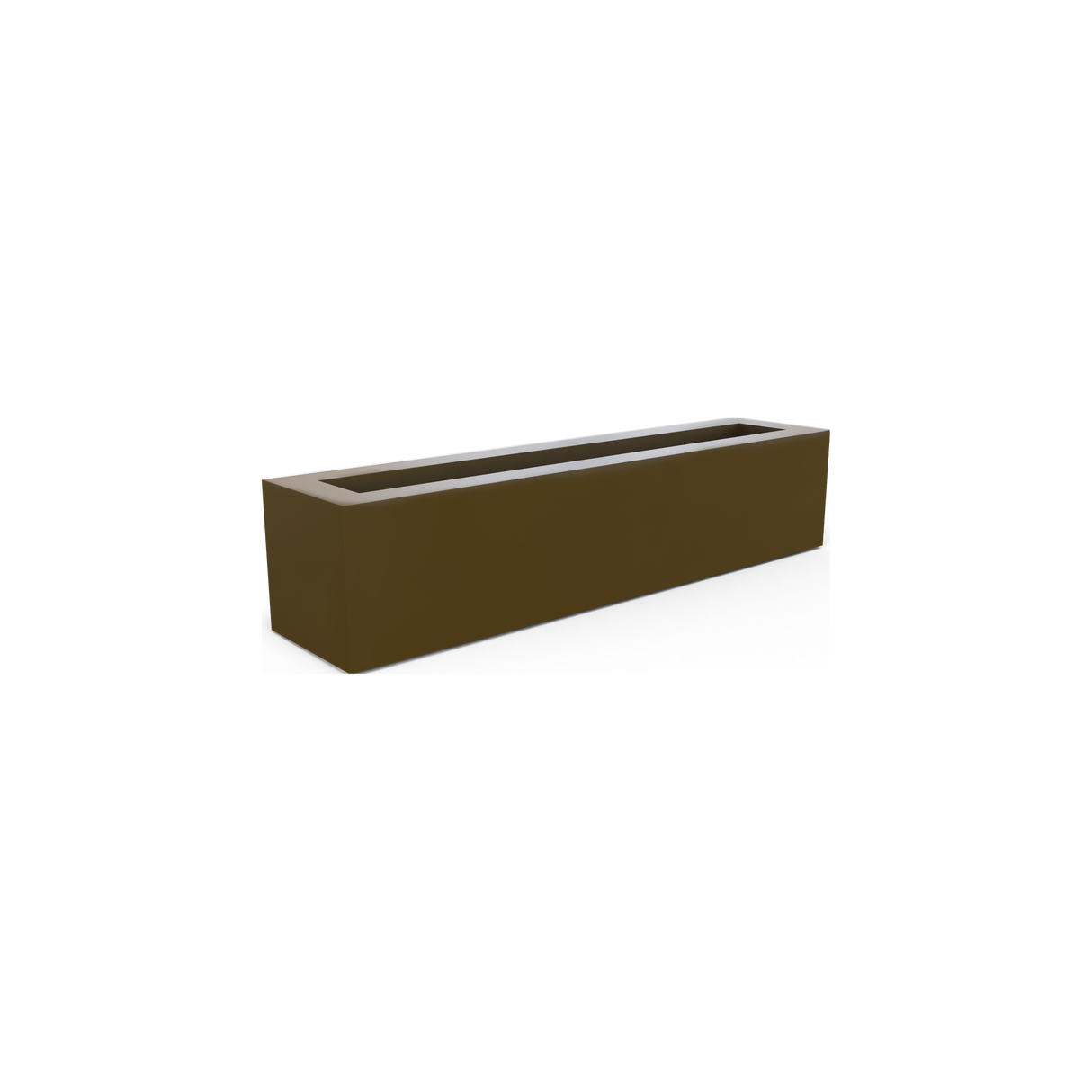 Salon narrow rectangular fiberglass planter box in Matte Bronze
