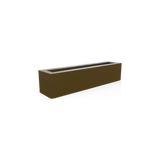 Salon narrow rectangular fiberglass planter box in Matte Bronze