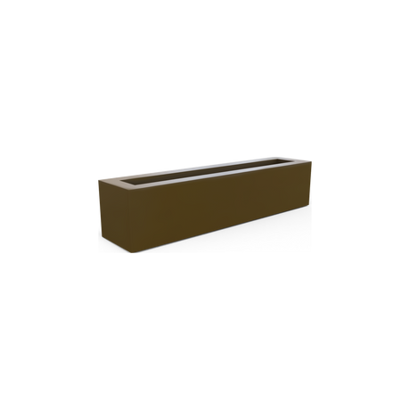 Salon narrow rectangular fiberglass planter box in Matte Bronze