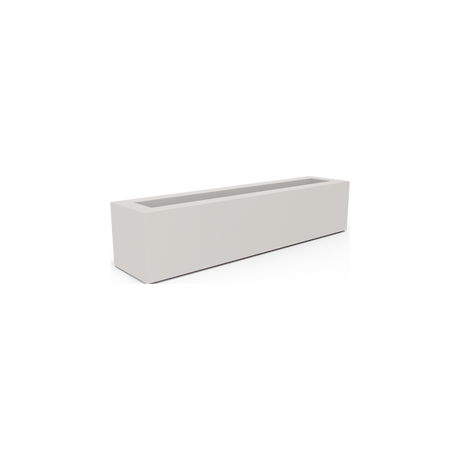 Salon narrow rectangular fiberglass planter box in Matte Cement Grey
