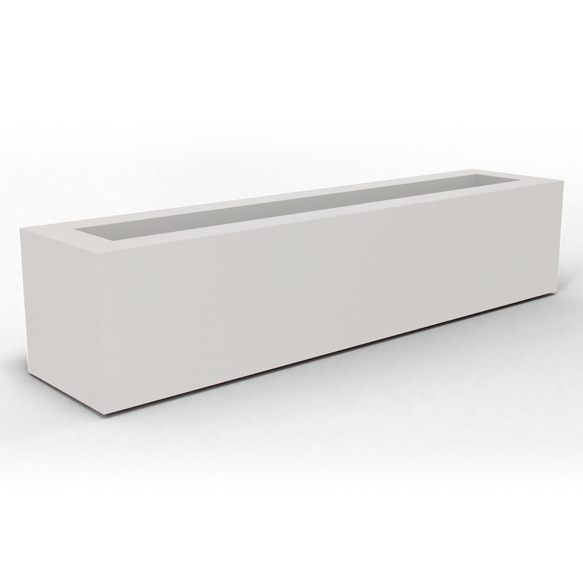 Salon box fiberglass planter in Matte Cement Grey, studio render
