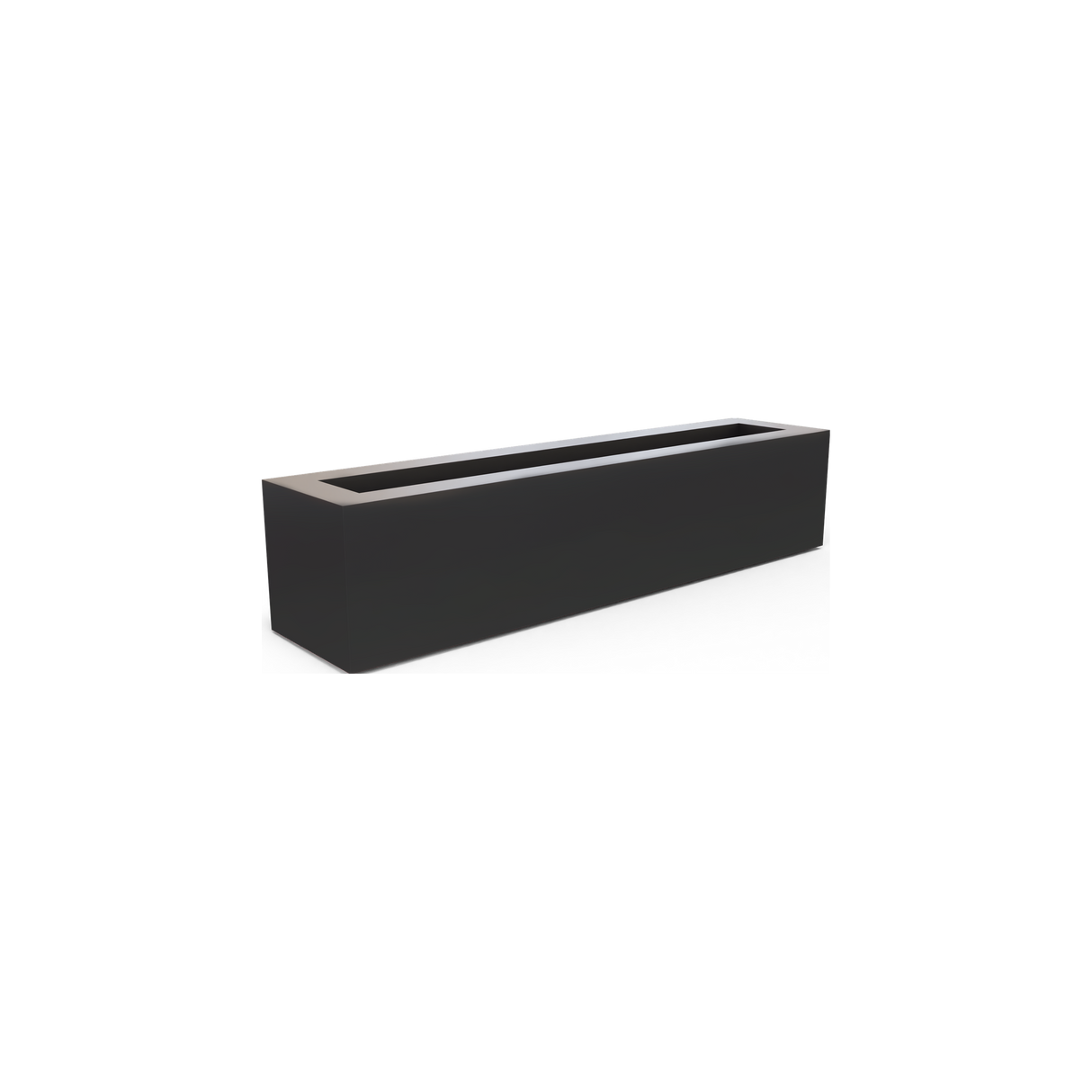 Salon narrow rectangular fiberglass planter box in Matte Charcoal