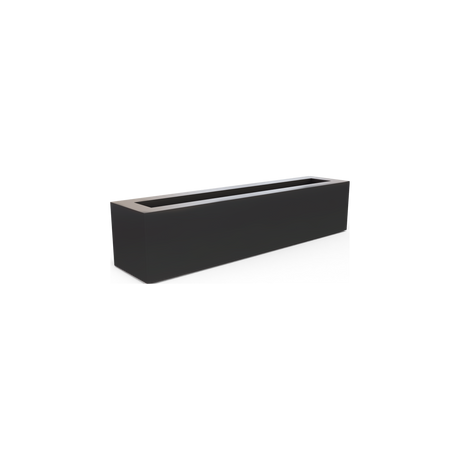 Salon narrow rectangular fiberglass planter box in Matte Charcoal