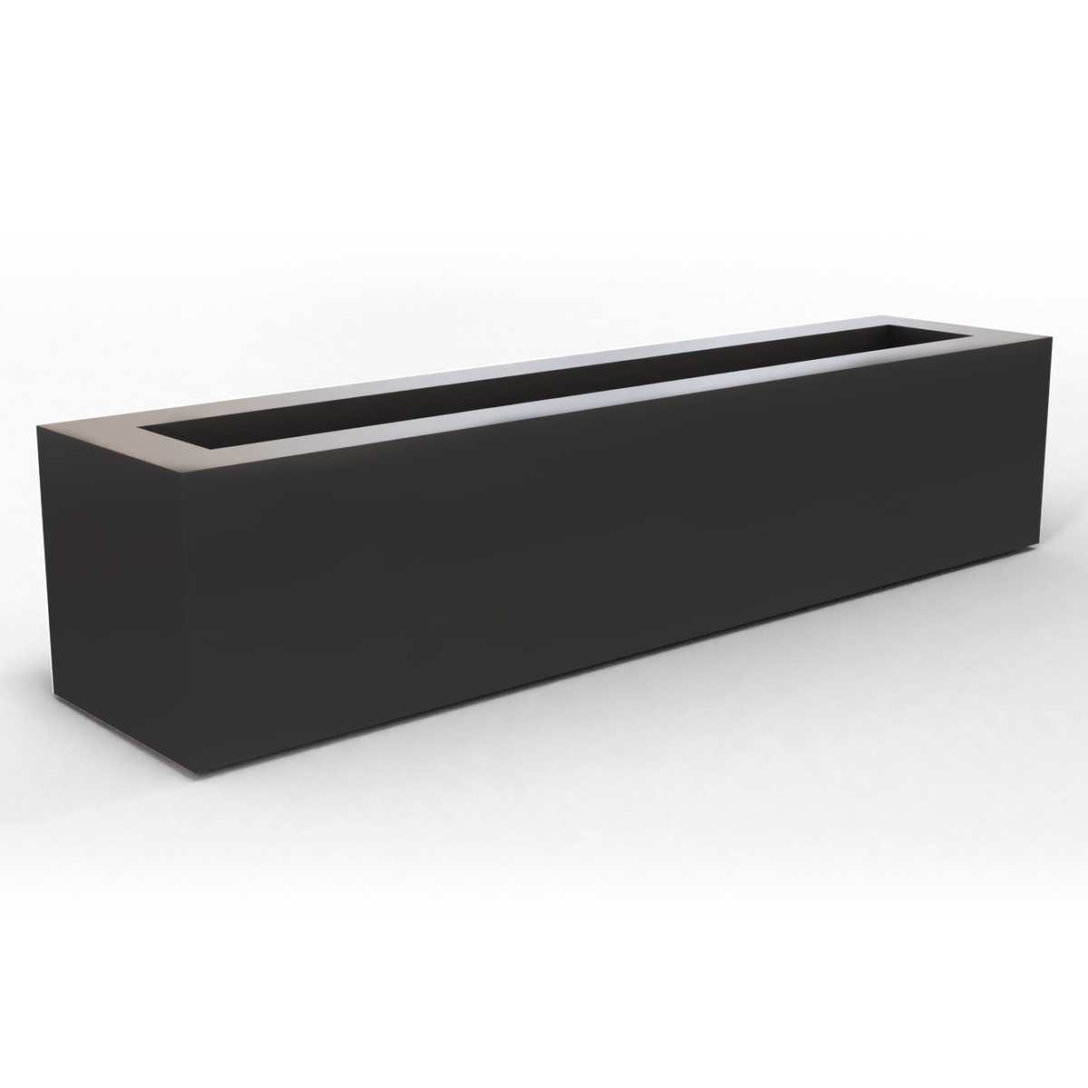 Salon box fiberglass planter in Matte Charcoal, studio render