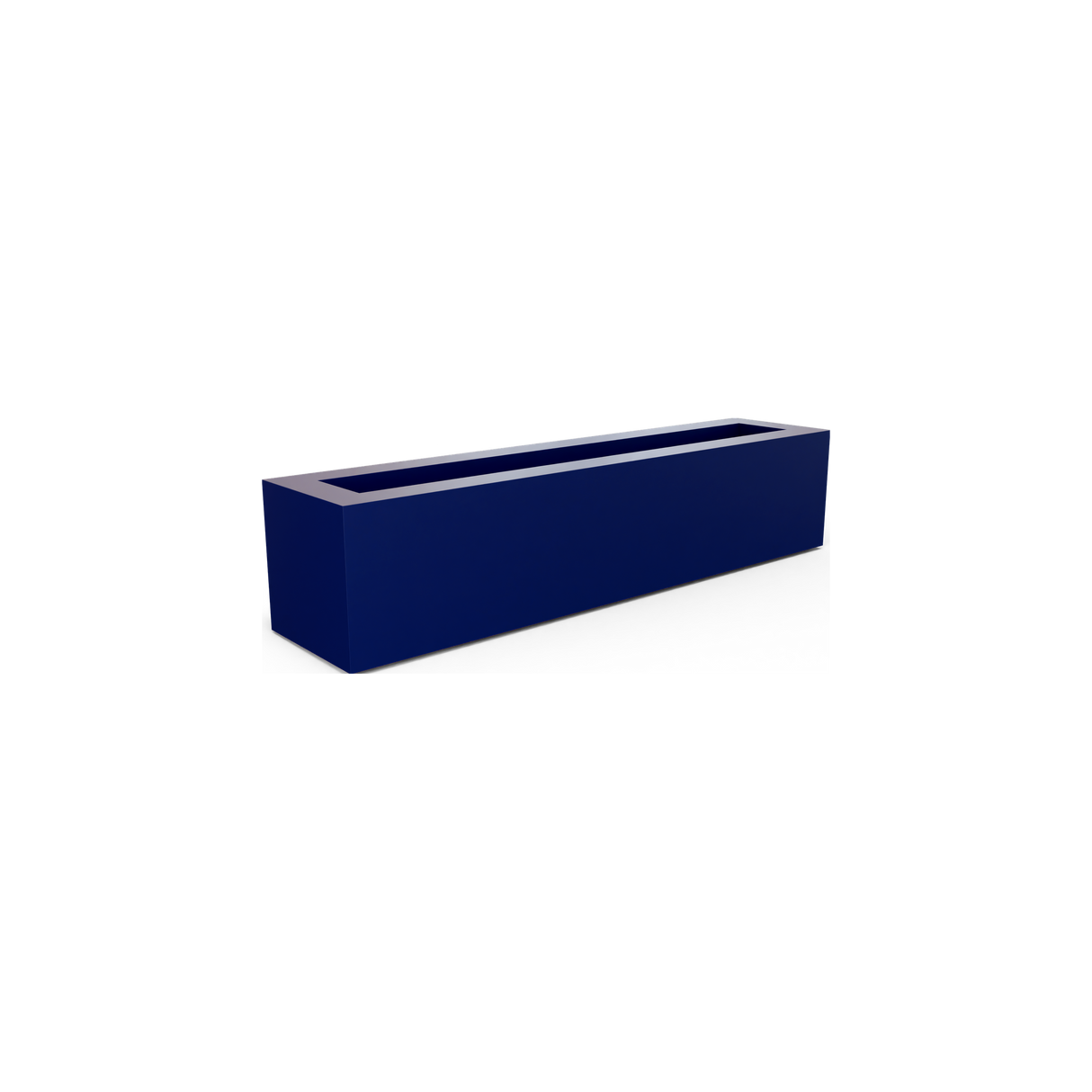 Salon narrow rectangular fiberglass planter box in Matte Cobalt Blue