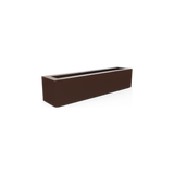 Salon narrow rectangular fiberglass planter box in Matte Dark Brown