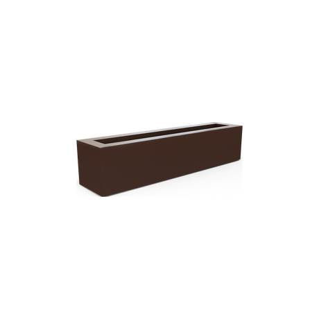 Salon narrow rectangular fiberglass planter box in Matte Dark Brown