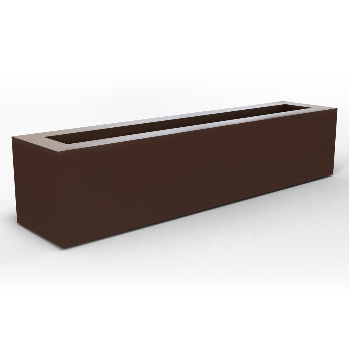 Salon box fiberglass planter in Matte Dark Brown, studio render