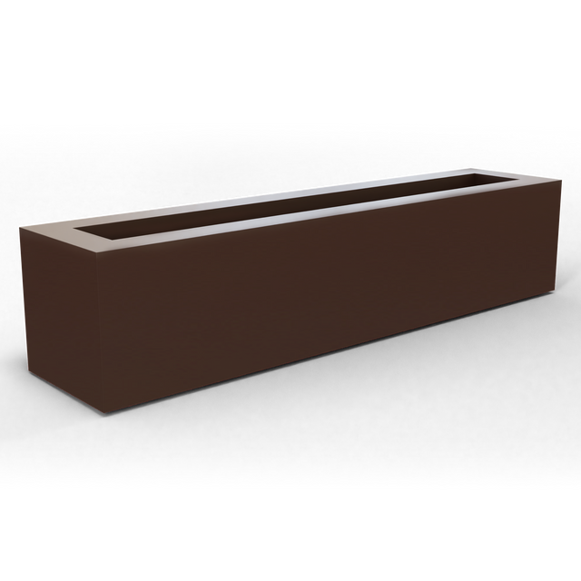 Salon box fiberglass planter in Matte Dark Brown, studio render