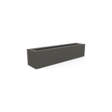Salon narrow rectangular fiberglass planter box in Matte Gunmetal