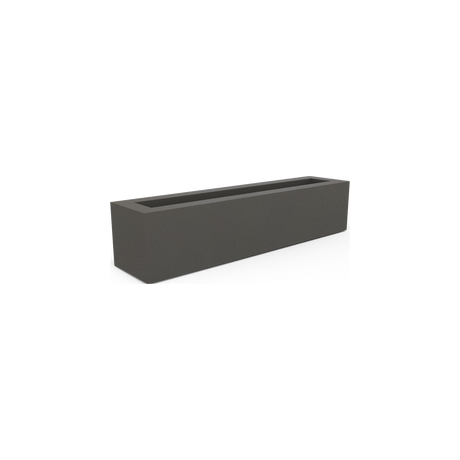 Salon narrow rectangular fiberglass planter box in Matte Gunmetal