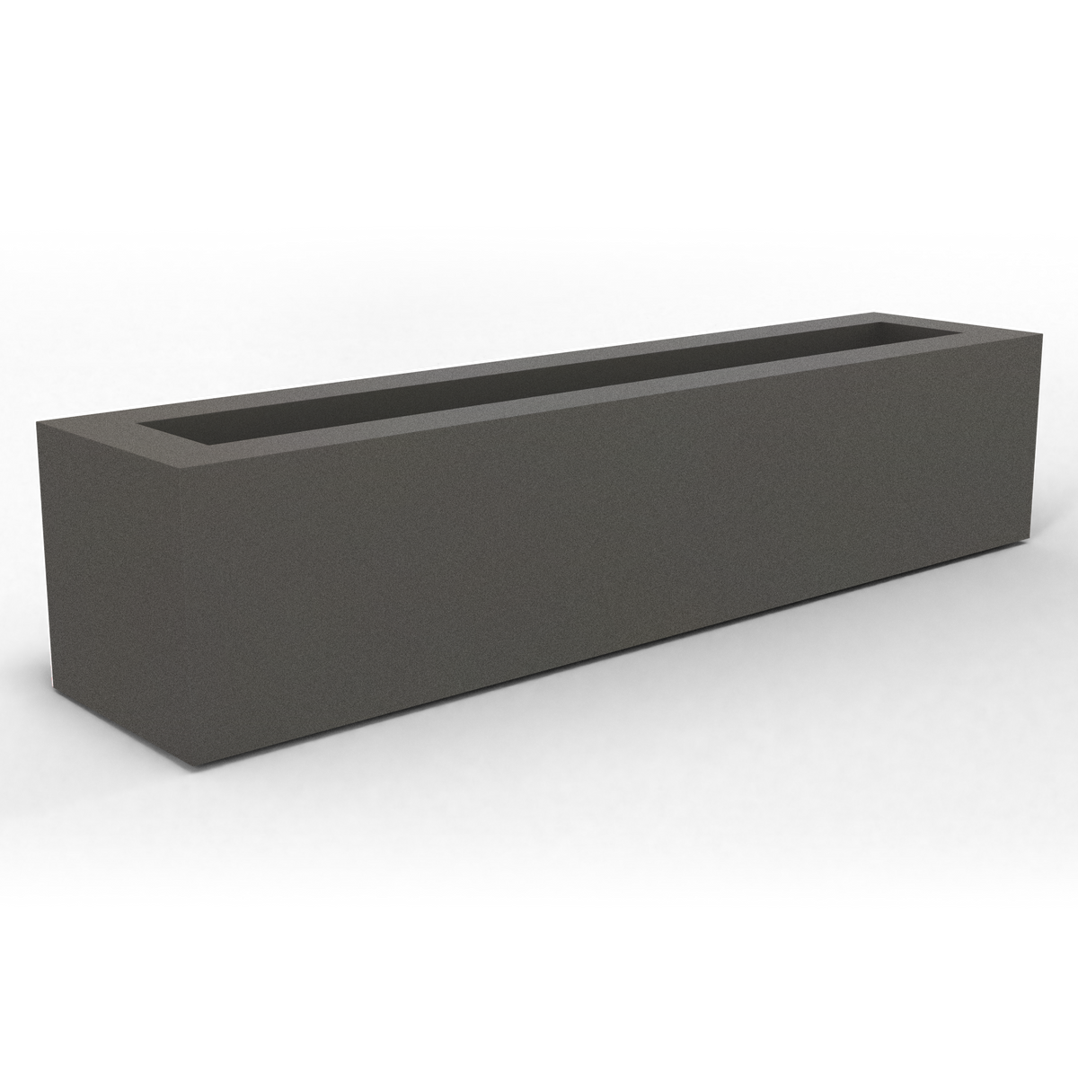 Salon box fiberglass planter in Matte Gunmetal, studio render