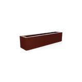 Salon narrow rectangular fiberglass planter box in Matte Terra Cotta