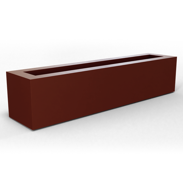 Salon box fiberglass planter in Matte Terra Cotta, studio render