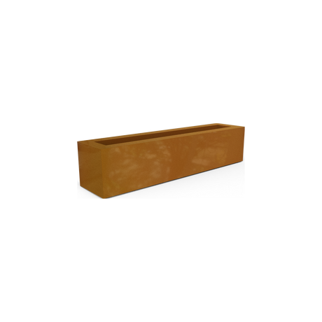 Salon narrow rectangular fiberglass planter box in Metallic Bronze