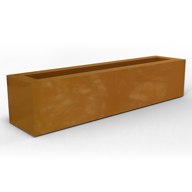 Salon box fiberglass planter in Metallic Bronze, studio render