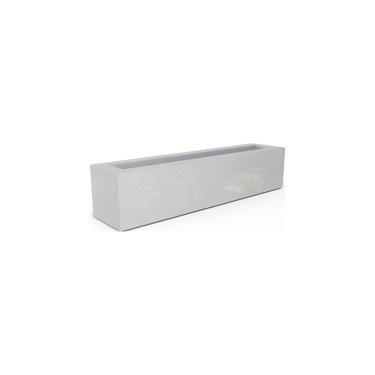 Salon narrow rectangular fiberglass planter box in Metallic Silver