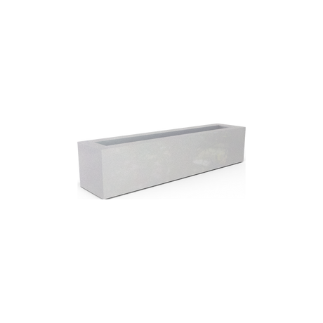 Salon narrow rectangular fiberglass planter box in Metallic Silver