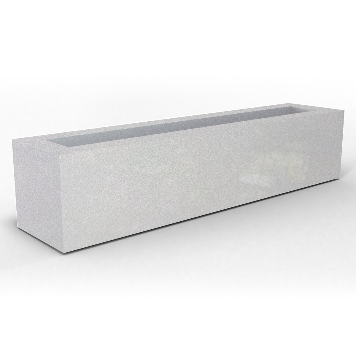 Salon box fiberglass planter in Metallic Silver, studio render