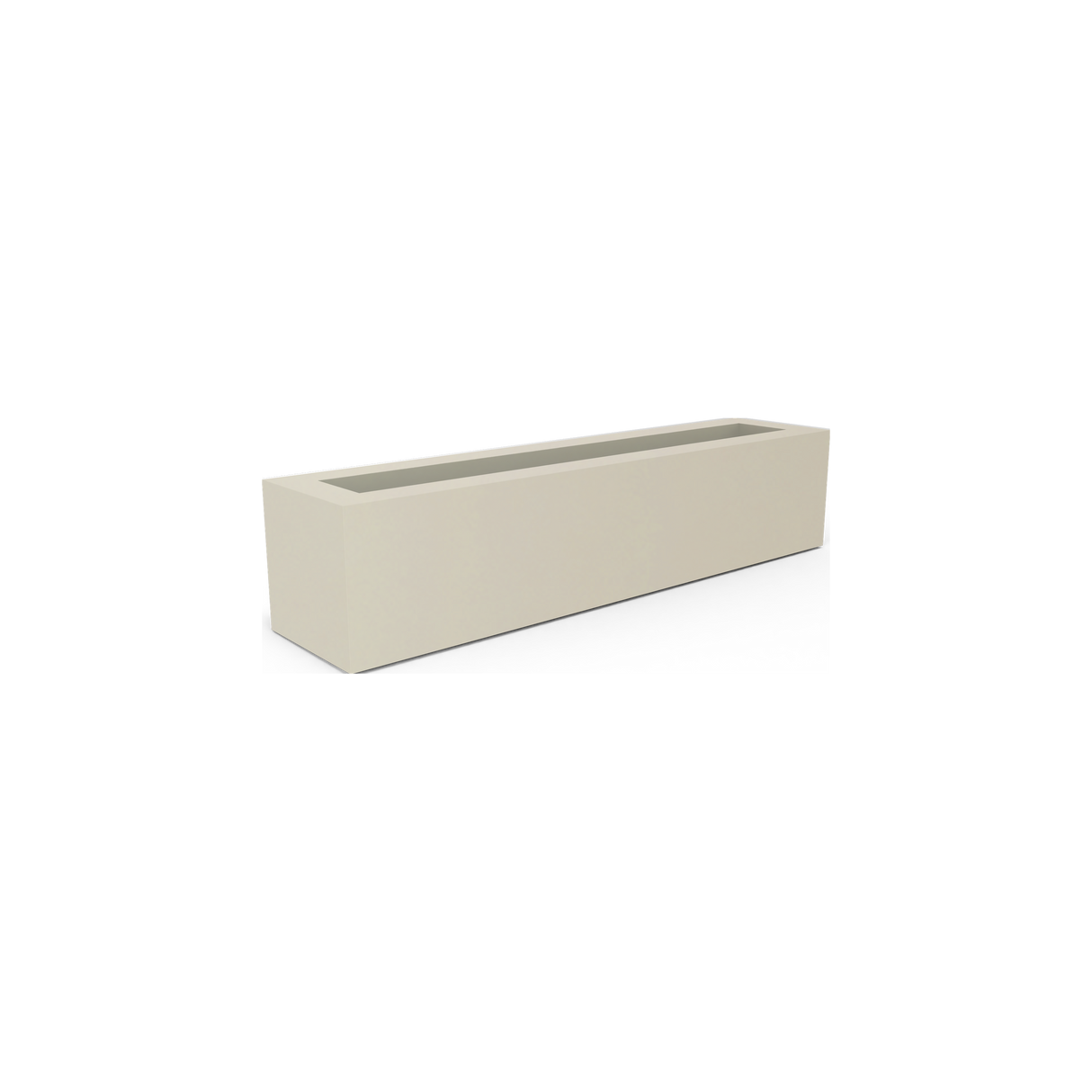 Salon narrow rectangular fiberglass planter box in Satin Beige