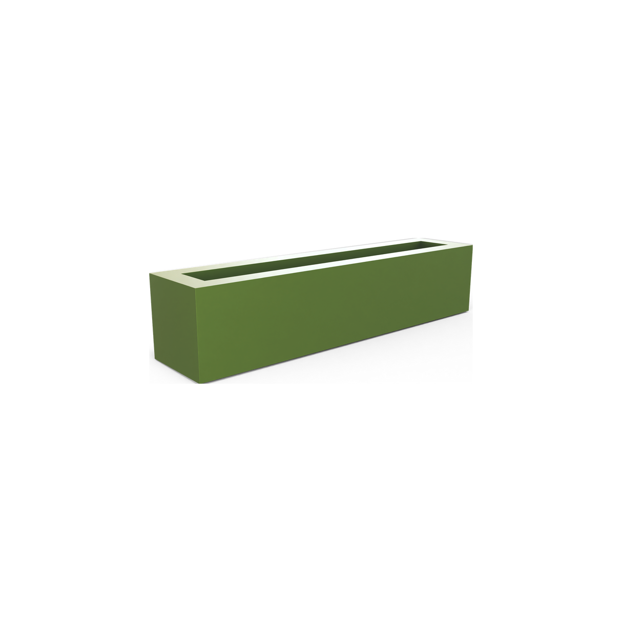 Salon narrow rectangular fiberglass planter box in Satin Green