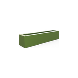 Salon narrow rectangular fiberglass planter box in Satin Green